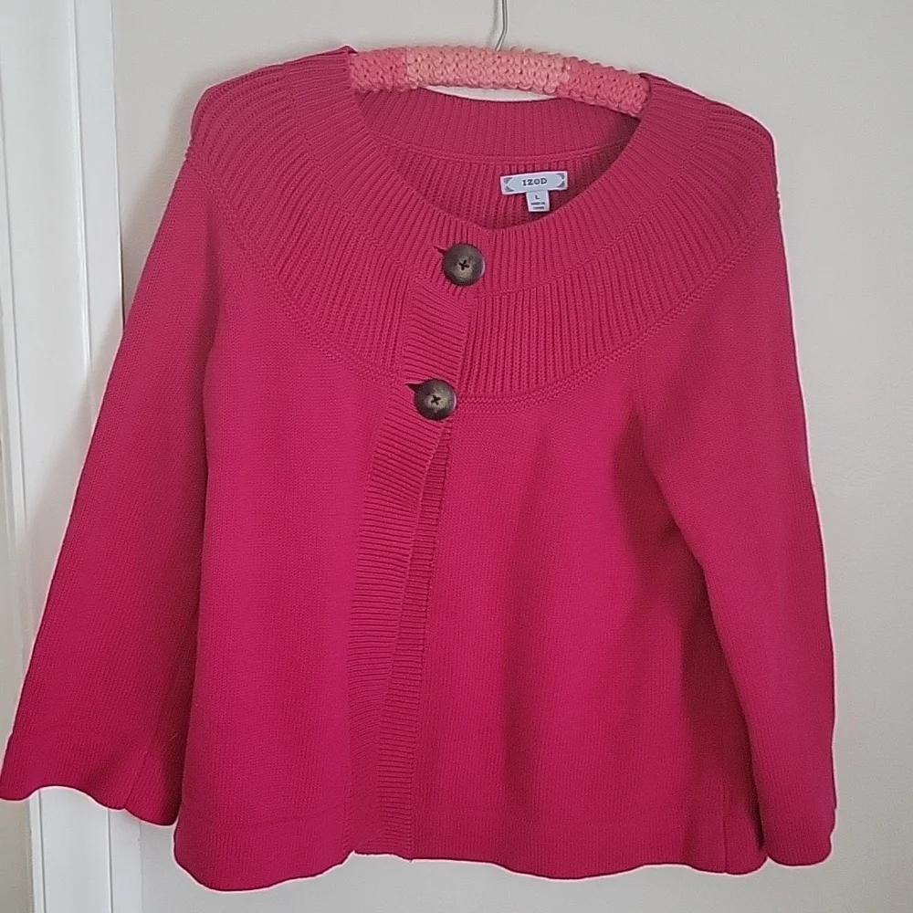 🌻4 for $15🌻 Izod pink large cardigan - Picture 1 of 5